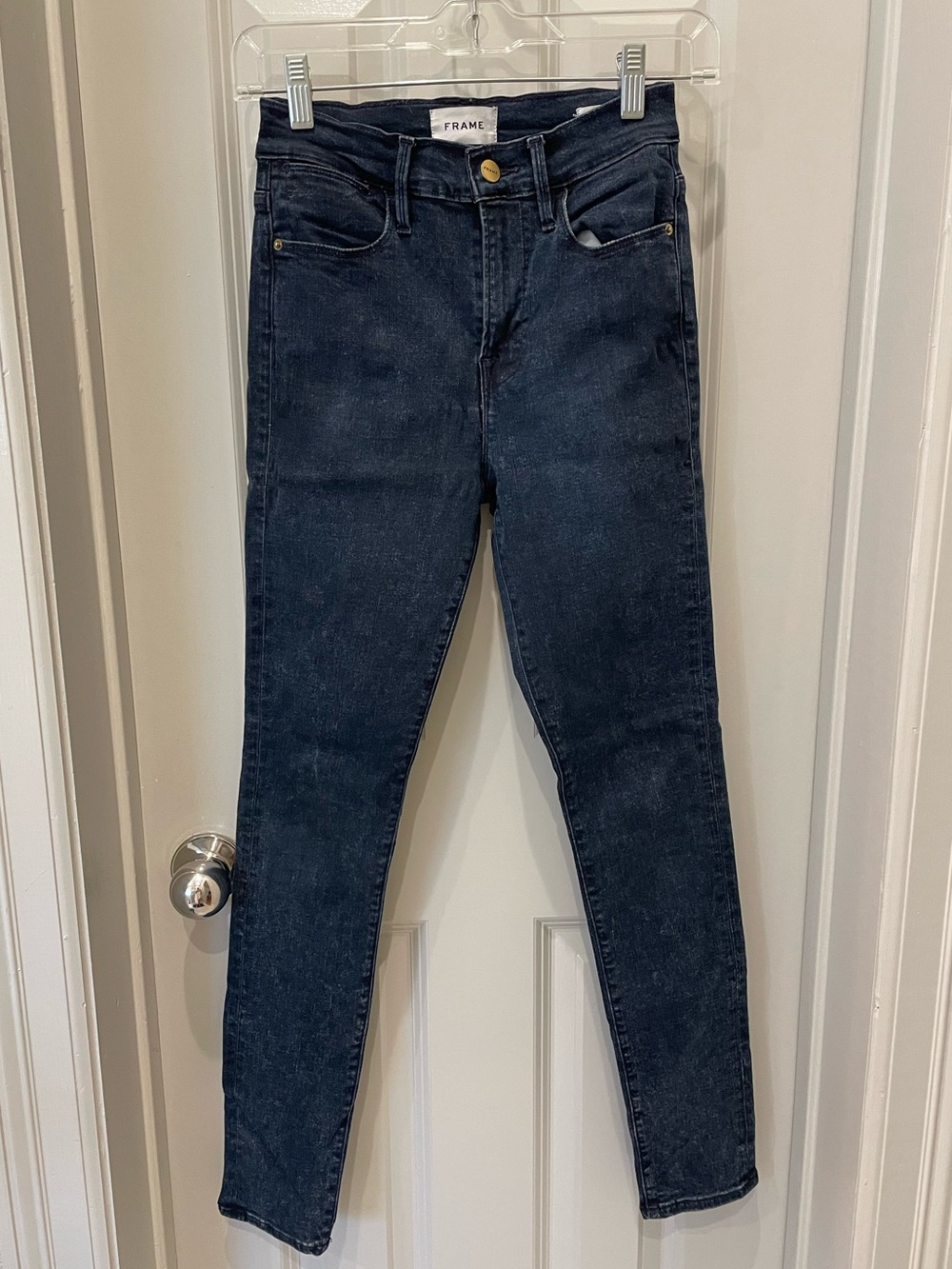 Frame Denim Women's Skinny Jeans in Dark Blue Wash